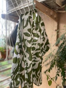 Green and White Patterned Shirt