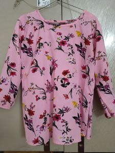 Pink Floral Print Long Sleeve Short Kirti