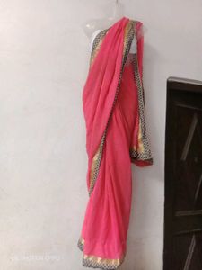 Pink Saree with Border