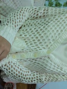 Crocheted Off White Top