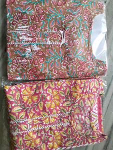 New Pure Cotton 3 piece Sets Kurtis with pants dup