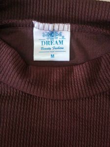 Brown Mock Neck Tee