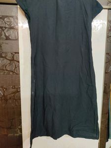 MODA RAPIDO black Straight Kurti Round Neck Short Sleeves Size - L