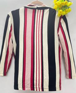 Formal Coat Type Striped Top