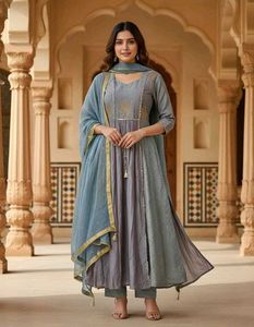 Elegant Embroidered long 2 piece gown