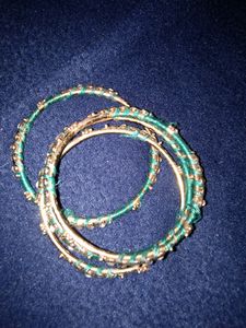 #green Set Of 4 Silk Thread Bangles Grab Now
