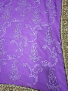 Lavender Paisley Embroidered Saree