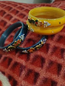 Handcrafted Peacock Bangles (Set of 3)
