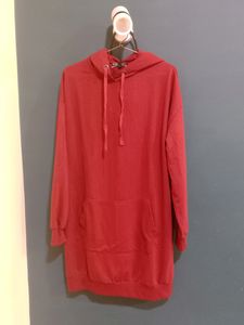THE ROADSTER HOODIE DRESS. BRICK RED or MAROON COLOUR. L SIZE