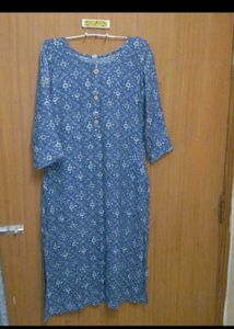 Blue Printed Kurti Dress 2xl size cotton