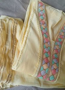 Cotton Silk- Light Yellow Unstitched NEW Suit 🌼