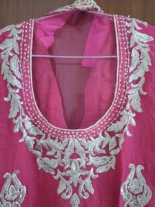 Hot Pink Embroidered Bridal Kurta Set