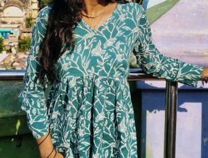 Green Floral Print Dress