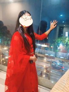 Red  Crop Top With Skirt