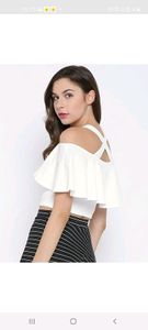 casual shoulder straps  solid women white tops