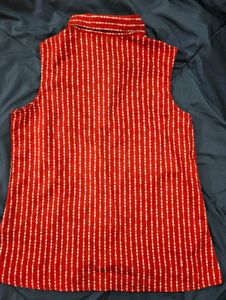 Red Striped Sleeveless Top
