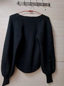Black Knit Square Neck Sweater