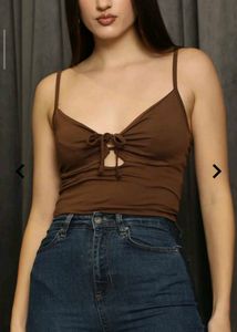 new Cute Brown Tie-Front Tank Top and inner wear