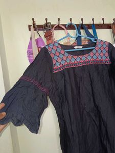 Embroidered Black Dress