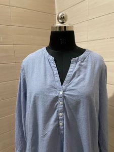 Tom Tailor Light Blue Cotton Shirt Top