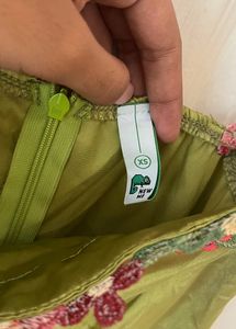 Flower Worked Green Bodycon Dress