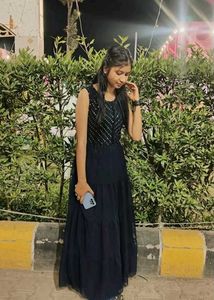 Navy blue Georgette Gown For Party