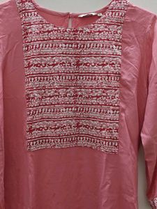 ✨ Max Peach Pink Solid Casual Kurta (M, 38) ✨