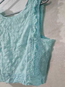 Beach Lace Trim Pretty Back Crop Top