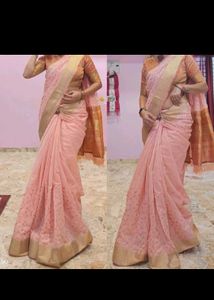 Elegant Pink Saree with Blouse