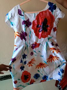 Combo Of One Cute White Frock And Blue Top