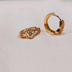 Gold Tone Circle Drop Earrings