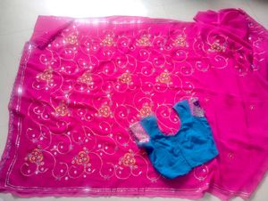 Embellished 2 Saree with  Blouse Combo