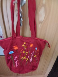 Red Floral Handbag