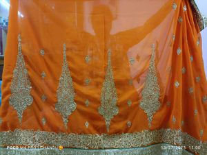 Orange Embroidered Saree