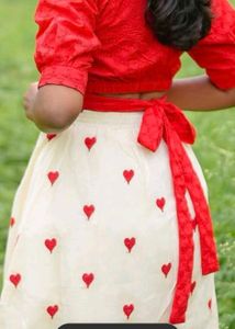 Red &amp; White Heart Print Skirt Set