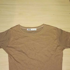 Zara Brown Ribbed Top - Size M