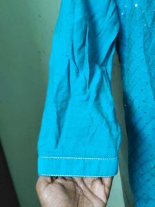 Teal Embellished Kurta Dual Colour Kurt