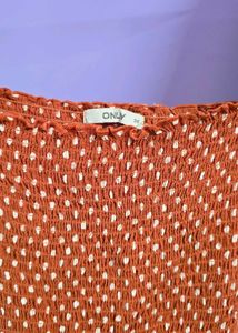 ONLY Women RustRed&amp;Whitte Polka Dots A-Line Dress