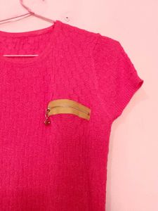 Shimmery heart pink top