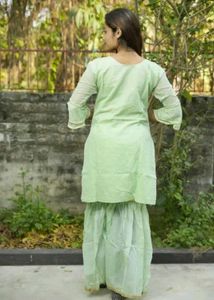 Embroidered Light Green Kurti Set