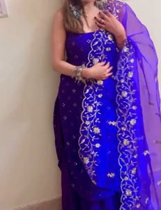 Navy blue Sharara sleeveless backless suit 🪞