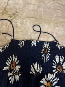 Navy Blue backless floral dress