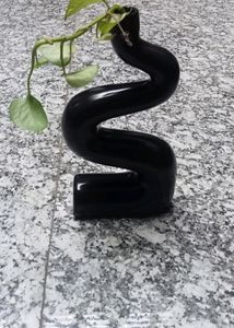 Modern Black Vase with Floral Arrangement