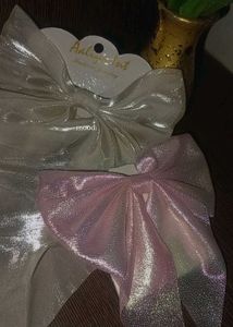 Combo Of White And Pink Bow Clips