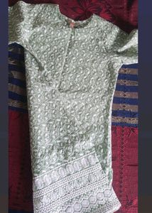 Light pista (Chickenkari) Cotton Kurti ..