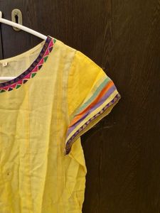 Yellow Embroidered Kurta