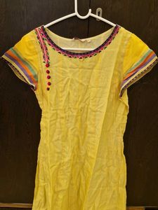 Yellow Embroidered Kurta