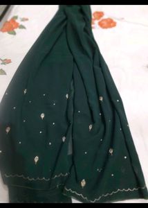 Bottle Green Zari Work 2.5 Mtr Dupatta