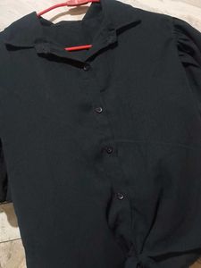 Black Tie-Front Top