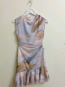 Abstract Print Ruffle Dress